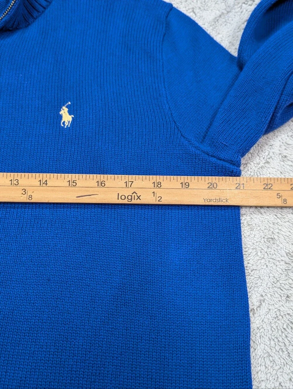 Polo Ralph Lauren Sweater Mens L Blue ¼ Zip Pullover Classic Preppy Cotton Knit